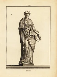 Hygieia, Griekse en Romeinse godin van gezondheid en reinheid, dochter van de god van de geneeskunde Asclepius