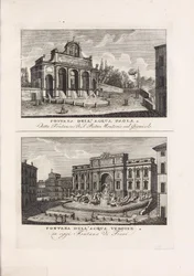 Illustratie uit het boek Verzameling van oude en moderne uitzichten van de stad Rome en omgeving van onbekende auteur en uitgegeven door Presso Piale neg.e di stampe a S. Carlo al Corso (it, 1816)