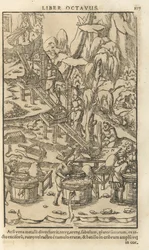 Illustratie uit De re metallica libri XII door Georgius Agricola, 1556