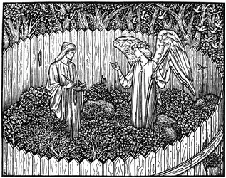 Illustratie uit de Kelmscott Press editie van de Werken van Geoffrey Chaucer