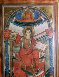 Illustratie van St. Marcus met zijn evangelie, 8e eeuw
