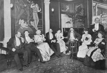 In de Electrophone Salon, Gerrard Street, Londen, ca. 1903