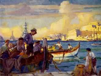 In de Grote Haven van Valletta, Malta, c1948