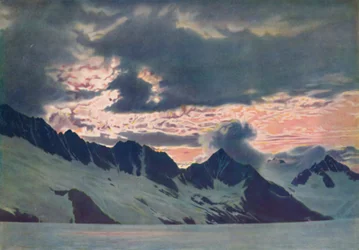 In het kielzog van de dageraad: Groene mist gezien op Alpenpiek en vallei, c1935