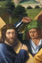 Indre & Loire N* 177 - Kasteel van Loches - Detail van het altaarstuk van de kruisiging - School van Jean Fouquet - 1485