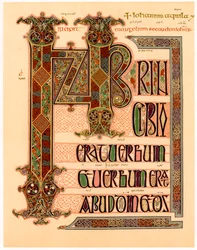 Beginpagina van de Lindisfarne-evangeliën, laat 7e of begin 8e eeuw