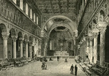Interieur van San Apollinare Nuovo, Ravenna, 1890