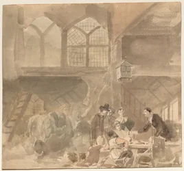 Interieur van een herberg, 1800s