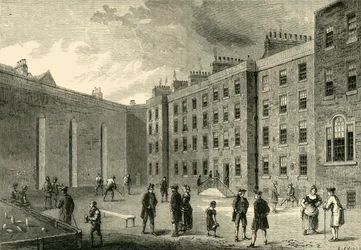 Interieur van de Fleet Prison - De Racket-Court, ca. 1872