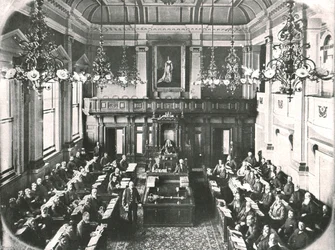 Interieur van het Huis van Afgevaardigden, Kaapstad, Zuid-Afrika, 1895