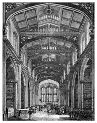 Interieur van de bibliotheek, Guildhall, City of London, 1886