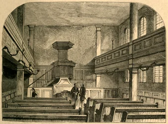 Interieur van de Moravische Kapel in Fetter Lane