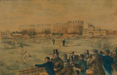 Internationale cricketwedstrijd in de Kennington Oval, eind 19e eeuw