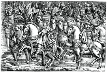 Interview tussen Frans I en Hendrik VIII, op het Veld van het Gouden Laken, 1520, 1870