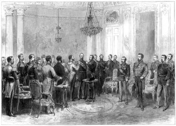 Inhuldiging van maarschalk MacMahon met de Spaanse Orde van het Gulden Vlies, 1875