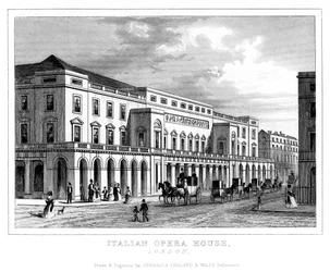 Italiaanse Opera House, Haymarket, Westminster, Londen, eind 18e - begin 19e eeuw