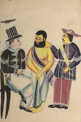 Gevangenbewaarder ontvangt de Mahant van Tarakeshwar in de gevangenis, 1800s