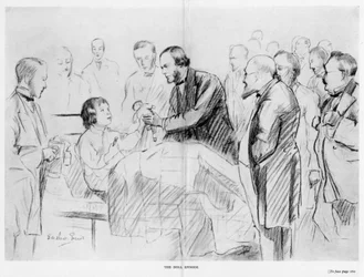 Joseph Lister, Engelse chirurg, op zijn ronde in Glasgow Royal Infirmary, ca. 1867, 1927