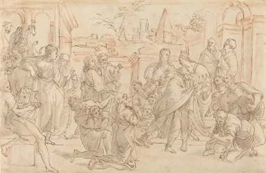 Jozef en zijn broer in Egypte [verso], 17e eeuw