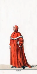 Rechter, kostuumontwerp voor Shakespeares toneelstuk, Hendrik VIII, 19e eeuw