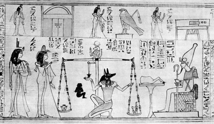 Oordeel van de Doden, uit de Tempel van Deir-el-Bahari, Egypte, ca. 1025 v.Chr. 1936