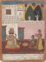 Khambavati Ragini...uit een Verspreide Ragamala Serie Krans van Muzikale Modi, 1700-1725
