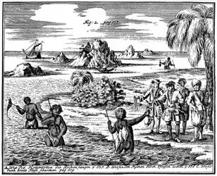 Khoikhois die vissen spiesen, Zuid-Afrika, 1931