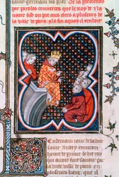 Koning Karel van Navarra predikend, 1375-1379