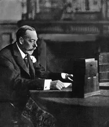 Koning George V spreekt tot het rijk op eerste kerstdag, Sandringham, 1935
