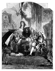 Koning James II ontvangt de Franse steekpenningen, ca. 1902