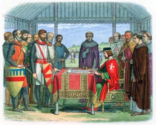 Koning Jan ondertekent de Magna Carta in Runnymede, Surrey, 15 juni 1215
