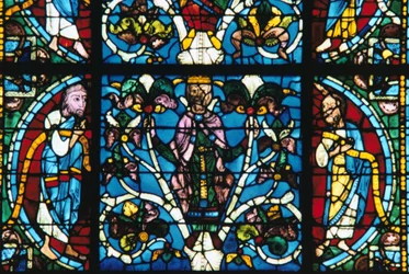 Koning Salomo, glas-in-lood, Kathedraal van Chartres, Frankrijk, 1145-1155