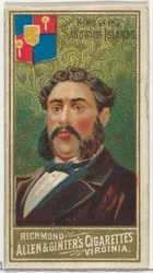 Koning van de Sandwich Eilanden, uit de serie Wereldheersers N34 voor Allen & Ginter Ciga..., 1889