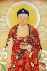 Kong Meng San Phor Kark See Klooster. Shakyamuni Boeddha schilderij, 20160819, Singapore, Singapore