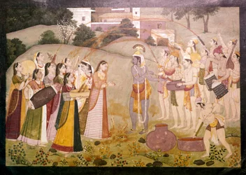 Krishna viert Lentefestival Holi, ca. 1770-1780