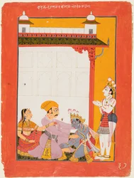 Krishna en Balarama raken de voeten van Vasudeva en Devaki aan, 1730-40