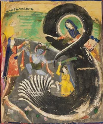 Krishna en de naga Kaliya, 19e eeuw