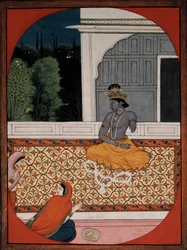 Krishna legt zijn krans af