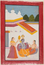 Krishna onder een baldakijn, ca. 1680