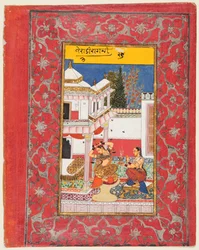 Dame die verlangt naar haar minnaar, Varari Ragini van Dipak, uit een Ragamala, 1650-60