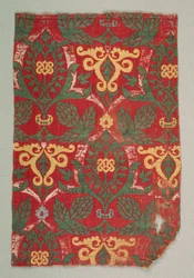 Lampas met gebogen wijnstok en palmetbladeren, 1400s