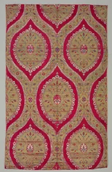 Lampas met bloemmedaillons in ogivaal raster, 1550-1575