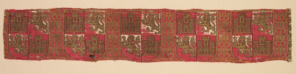 Lampas met heraldiek van Castilië en León, van een koninklijk christelijk gewaad, 1200-1325