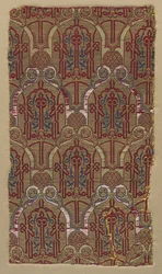 Lampas met palmetboogjes met Alhambra-muurpatroon, 1300s