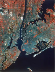 Landsat afbeelding van Manhattan, New York, VS