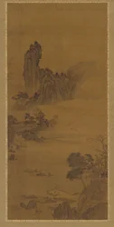 Landschap met veerboten, Qing-dynastie, 18e eeuw