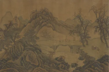 Landschap met reizigers