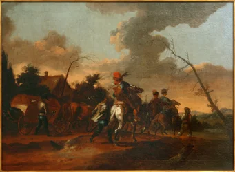 Landschap met een stoet van cavaleristen