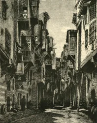 Straat in de Koptische wijk, Caïro, 1890