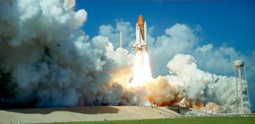 Lancering van Space Shuttle Challenger vanaf Kennedy Space Center, Florida, VS